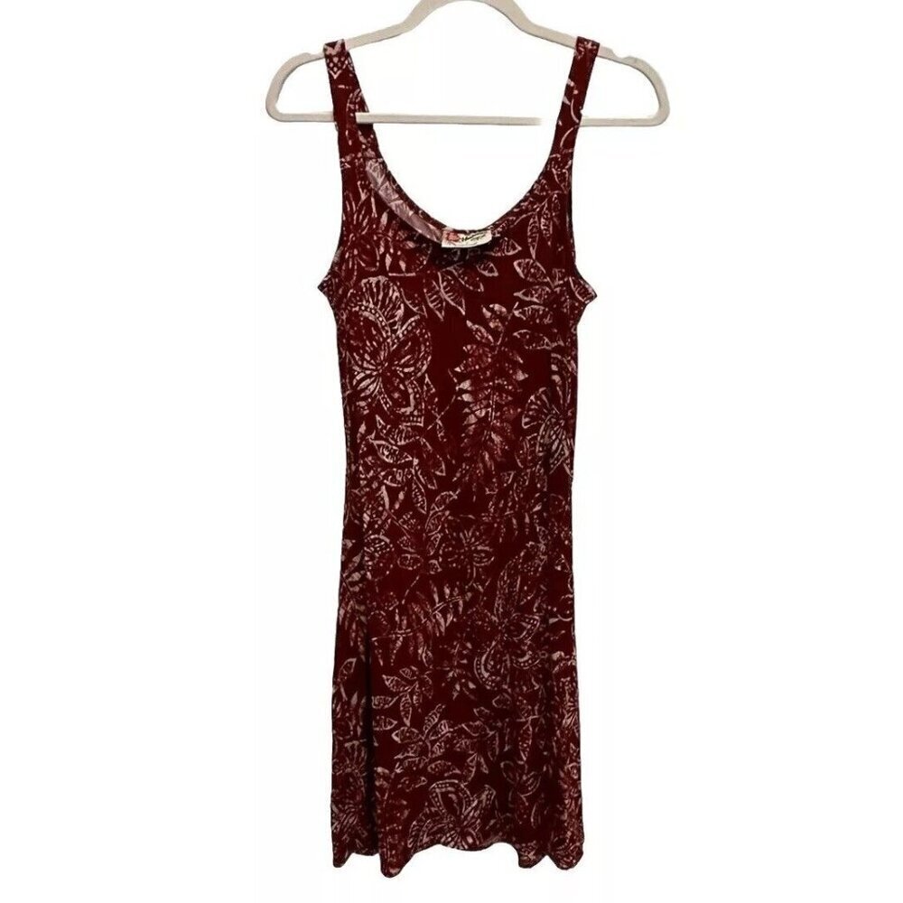 Hilo Hattie Hawaiian Dress VTG Original Slip Dress USA Burnt Orange Floral Sz M